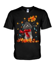 Flying Scarf - SILVER Miniature Poodle V-Neck T-Shirt tile