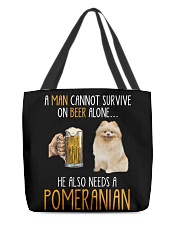 Beer Alone - Pomeranian All-Over Tote tile