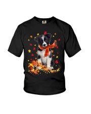 Autumn Leaves Scraf - Border Collie Youth T-Shirt tile