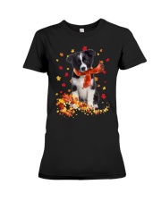 Autumn Leaves Scraf - Border Collie Premium Fit Ladies Tee tile