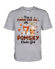 Pumpkin Kinda - Pomsky V-Neck T-Shirt tile