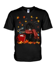 Hot Chocolate - BLACK Shih-Poo V-Neck T-Shirt tile