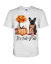 It is Fall - French Bulldog 3 V-Neck T-Shirt tile