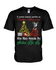 Christmas Alone - Alaskan Klee Kai V-Neck T-Shirt tile
