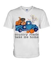 Blue Car - Yorkipoo V-Neck T-Shirt tile