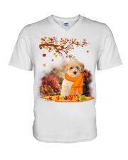 Fall Leaf - Poochon V-Neck T-Shirt tile