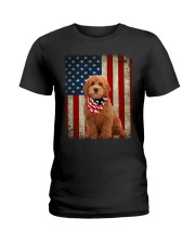 Goldendoodle - American Flag Ladies T-Shirt tile