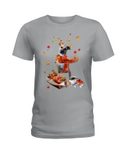 Autumn Leaves Black Mouth Cur Ladies T-Shirt tile