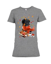 Autumn Leaves BLACK Maltipoo Premium Fit Ladies Tee tile
