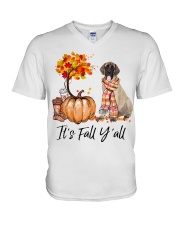 It is Fall - English Mastiff V-Neck T-Shirt tile