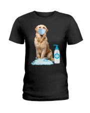 Hand Sanitizer Quarantine Golden Retriever Ladies T-Shirt tile