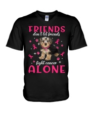 Cancer Alone - Morkie 1 V-Neck T-Shirt tile