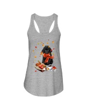 Autumn Leaves BLACK Toy Poodle Ladies Flowy Tank tile