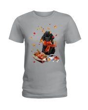 Autumn Leaves BLACK Toy Poodle Ladies T-Shirt tile