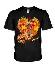 Autumn Leaf - APRICOT Cockapoo V-Neck T-Shirt tile