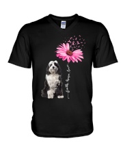 Daisy Ribbon - Tibetan Terrier 1 V-Neck T-Shirt tile