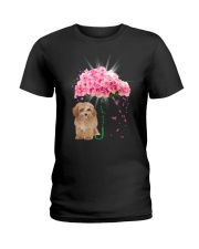 Pink Umbrella - APRICOT Maltipoo Ladies T-Shirt tile