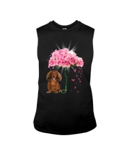 Pink Umbrella - RED LONG HAIRED Dachshund Sleeveless Tee tile