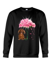 Pink Umbrella - RED LONG HAIRED Dachshund Crewneck Sweatshirt tile