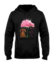 Pink Umbrella - RED LONG HAIRED Dachshund Hooded Sweatshirt tile