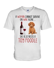 She Also Needs - Toy Poodle V-Neck T-Shirt tile