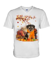 Fall Leaf - Yorkipoo V-Neck T-Shirt tile