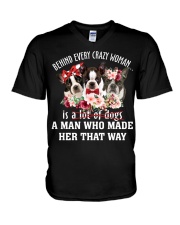 Crazy - BRINDLE Boston Terrier V-Neck T-Shirt tile