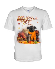 Fall Leaf - BLACK Brussels Griffon V-Neck T-Shirt tile