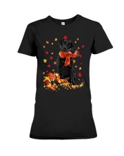 Autumn Leaves Scraf Black labrador Premium Fit Ladies Tee tile