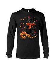 Autumn Leaves Scraf Black labrador Long Sleeve Tee tile