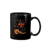 Autumn Leaves Scraf Black labrador Mug tile
