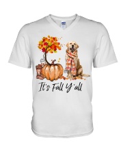 It is Fall - golden Retriever 1 V-Neck T-Shirt tile