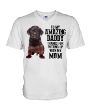 Amazing Daddy - CHOCOLATE labs V-Neck T-Shirt tile