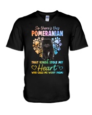 Kinda Stole - BLACK Pomeranian V-Neck T-Shirt tile