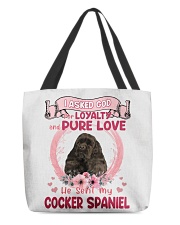 Loyalty - BLACK American Cocker Spaniel All-Over Tote tile