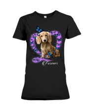 Butterflies - CREAM LONG HAIRED Dachshund Premium Fit Ladies Tee tile