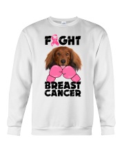 Fight Cancer - Red Long Haired Dachshund Crewneck Sweatshirt tile