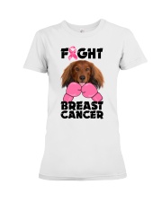 Fight Cancer - Red Long Haired Dachshund Premium Fit Ladies Tee tile