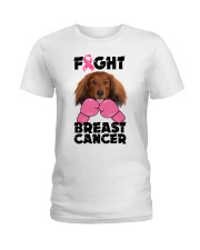 Fight Cancer - Red Long Haired Dachshund Ladies T-Shirt tile