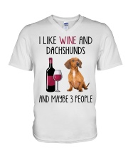 Three People - Red Dachshund V-Neck T-Shirt tile
