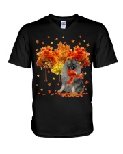 Fall Forest - GREY Keeshond V-Neck T-Shirt tile
