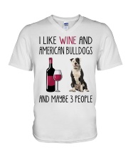 Three People - American Bulldog V-Neck T-Shirt tile