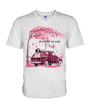 Pink Autumn - Saint Bernard V-Neck T-Shirt tile