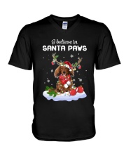 Santa Reindeer - Long Haired Dachshund V-Neck T-Shirt tile