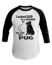 Canine Soulmate - BLACK Pug 3 Baseball Tee tile