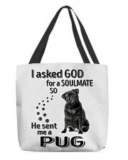 Canine Soulmate - BLACK Pug 3 All-Over Tote tile