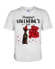 Gnome Hat - BLACK Miniature Pinscher V-Neck T-Shirt tile