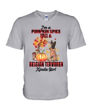 Pumpkin Girl - Belgian Tervuren V-Neck T-Shirt tile