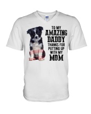 Amazing Daddy - Border Collie V-Neck T-Shirt tile