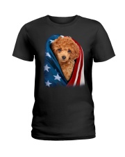 American flag - Red Toy Poodle Ladies T-Shirt tile
